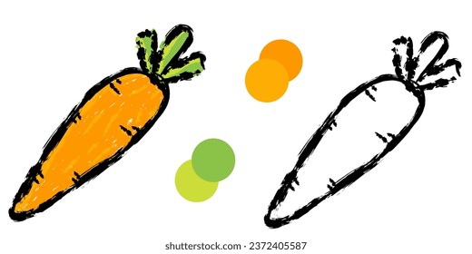 Carrot to be colored. Coloring book crayon for children.