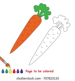 Carrot to be colored, the coloring book for preschool kids with easy educational gaming level.
