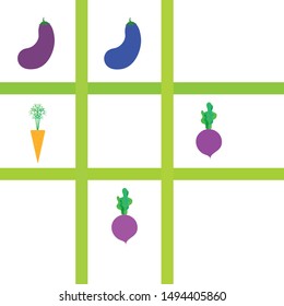 Carrot, beet, eggplant, fresh vegetables. Organic food poster. Farmer market design. Vector background.