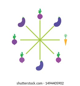 Carrot, beet, eggplant, fresh vegetables. Organic food poster. Farmer market design. Vector background.