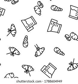 Carrot Bio Vegetable Vector Seamless Pattern Thin Line Illustration