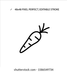 Carrot black line simple icon. Icon for web sites and  mobile apps. Editable Stroke. 48x48 Pixel Perfect. 