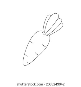 Carrot black and white doodle illustration.