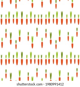 Carrot Border Seamless Vector Pattern. Vector Illustration Bright Print For Food Concept.