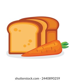 Carrot Bread icon vector isolated on a white background. Sweet delicious bread with fresh carrot vector illustration. Carrot Bread loaf graphic design element