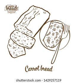 Carrot bread bread vector drawing. Food sketch of Leavened, usually known in Ireland. Bakery illustration series.