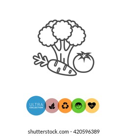 Carrot, broccoli, tomato