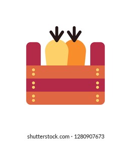 Carrot Bucket Icon Vector Illustration in Flat Style for Any Purpose