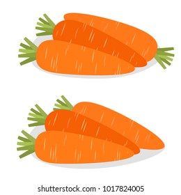 Carrot. Bunch of roots. Colored icon on white background. Vector flat illustration. Set, collection.