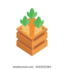 Projeto plano isométrico do pacote de cenoura