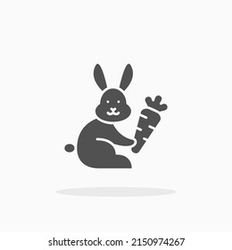 Carrot Bunny glyph icon. Can be used for digital product, presentation, print design and more.