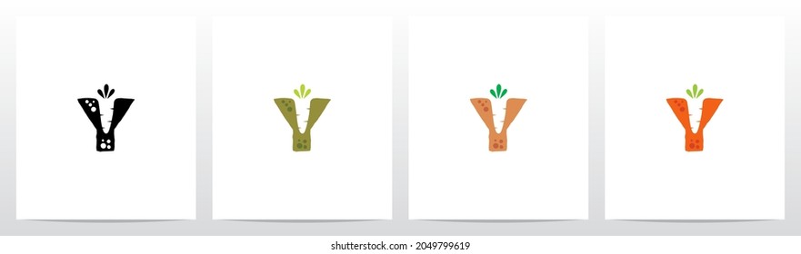 Carrot Burried On Letter Logo Design Y