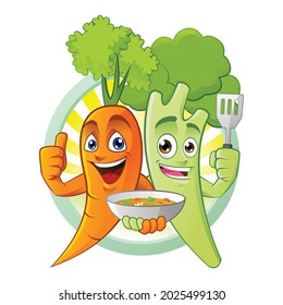 carrot and cabbage mascot design