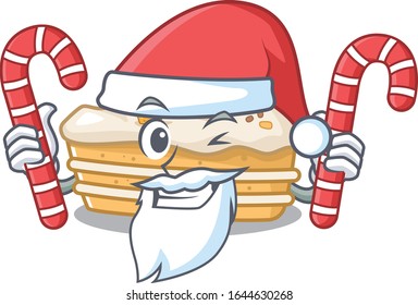 Carrot cake Cartoon character wearing Santa costume bringing a candy