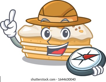 Carrot cake experienced Explorer using a compass