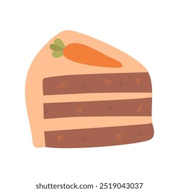 Carrot cake flat icon isolated on white background. Vector illustration.