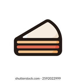 Carrot cake illustration icon.Simple vector outline, clipart for graphic design.