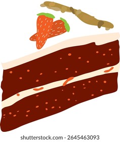 Ilustración de rebanada de pastel de zanahoria | Vector de postre dibujado a mano lindo