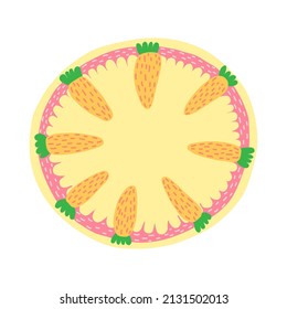 Carrot cake top view illustration. Vector Easter cake.