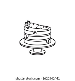 Carrot cake vector icon. Easter, Pastry and sweet food outline symbol.