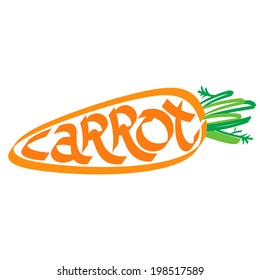 Carrot calligraphy, typography. Vegetable calligraphy. Vegetable typography.
