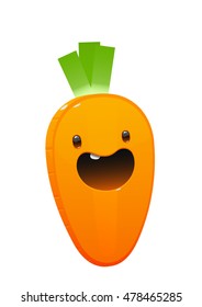 carrot cartoon character bright juicy on a white background isolated