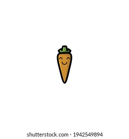 Carrot Cartoon Character Design Vector Illustration Mascot. Cute, Happy, And Fun Style. Recomended For Vegetable Shop Logo.