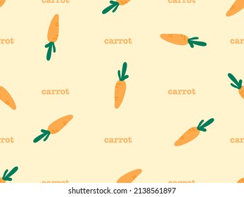 carrot cartoon character seamless pattern on yellow background.