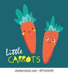 Carrot Cartoon Drawing For Baby Tee Print