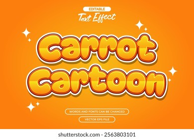 Carrot cartoon editable text effect with orange background 