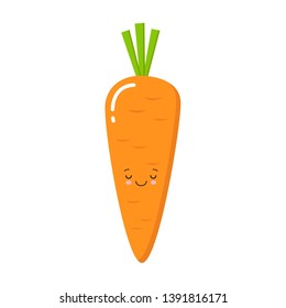 Carrot cartoon figure design isolated on white background. Kawaii style.
