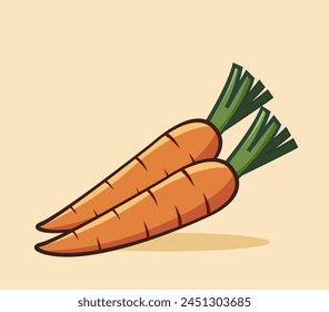 Ilustración vectorial plana de dibujos animados de zanahoria 