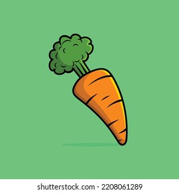 Carrot cartoon icon. Agriculture plant. Salad ingredient. Vegetable farm. Vegan food. Organic food. Greenery. Contour symbol. Vector isolated outline drawing.