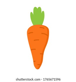 Carrot cartoon icon in flat style isolated on white background. Fresh product from the garden, vegetable, cooking breakfast, lunch, dinner, salads, diet and ets. Vector stock illustration