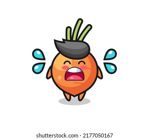 carrot cartoon illustration with crying gesture , cute style design for t shirt, sticker, logo element