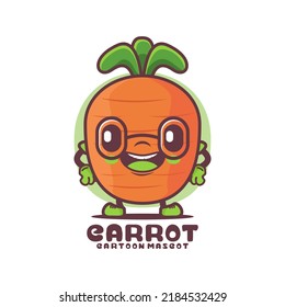 carrot cartoon mascot. vegetable vector illustration. isolated on a white background