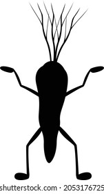 Carrot cartoon silhouette vector art and illustration