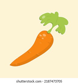 Carrot in cartoon style. Cute fruit. Vector illustration concept