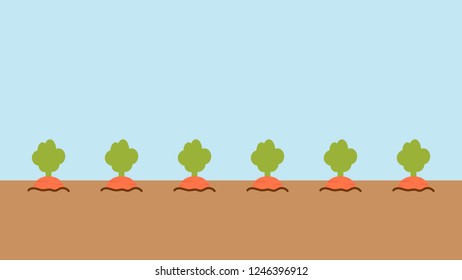 Carrot cartoon vector. free space for text. wallpaper. copy space.