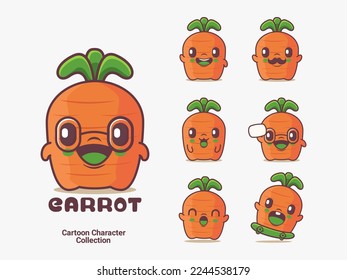 carrot cartoon. vector illustration with different expressions