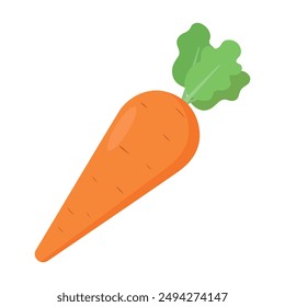 Carrot cartoon vector illustration. fresh orange carrot with green leafs.