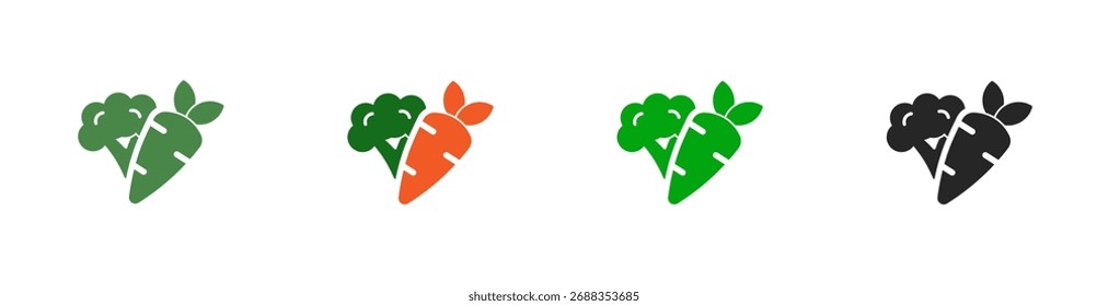 Carrot and cauliflower icon for vegetables. Solid vector icon.