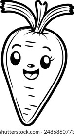 Carrot character coloring page for kids