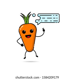 Carrot character design icons with conversation bubbles with funny, funny and adorable expressions