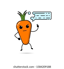 Carrot character design icons with conversation bubbles with funny, funny and adorable expressions