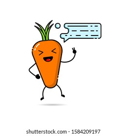 Carrot character design icons with conversation bubbles with funny, funny and adorable expressions