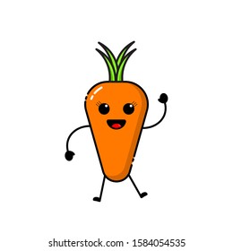 Carrot character icon design with a cute, funny and adorable expression
