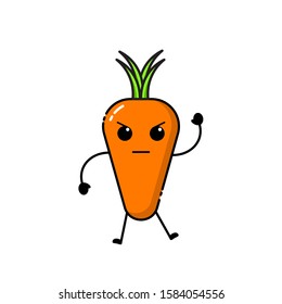 Carrot character icon design with a cute, funny and adorable expression