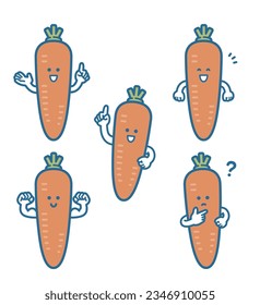 carrot character pose set illustration