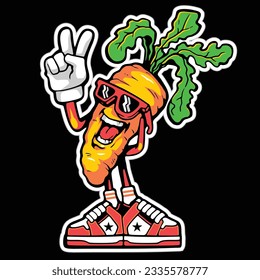 Carrot character vector cartoon cute vector illustration